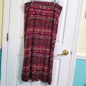 Apt. 9 Burgundy Boho Geometric Abstract Soft Knit A-line Maxi Skirt